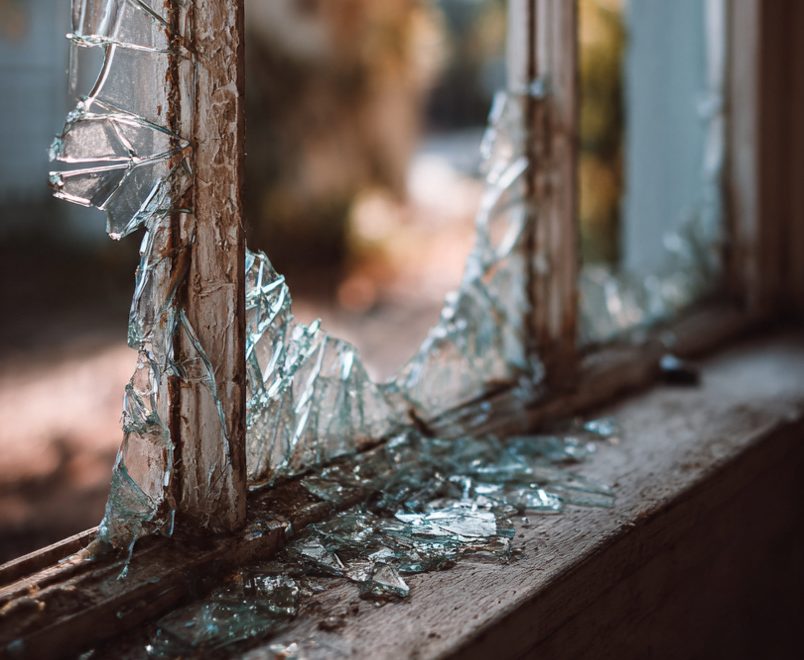 ødelagt vindue
